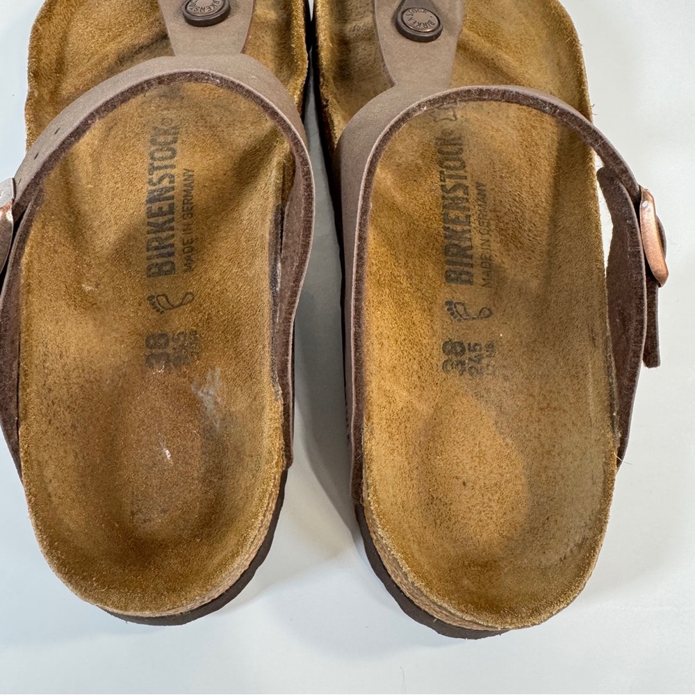 Birkenstock Women’s Gizeh Sandals Brown Vegan‎ Leather Size 38 - Picture 7 of 12